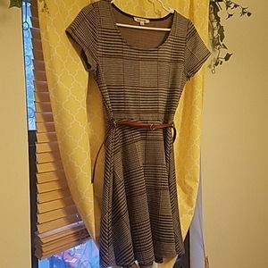 Stripe and block pattern, knee length dress